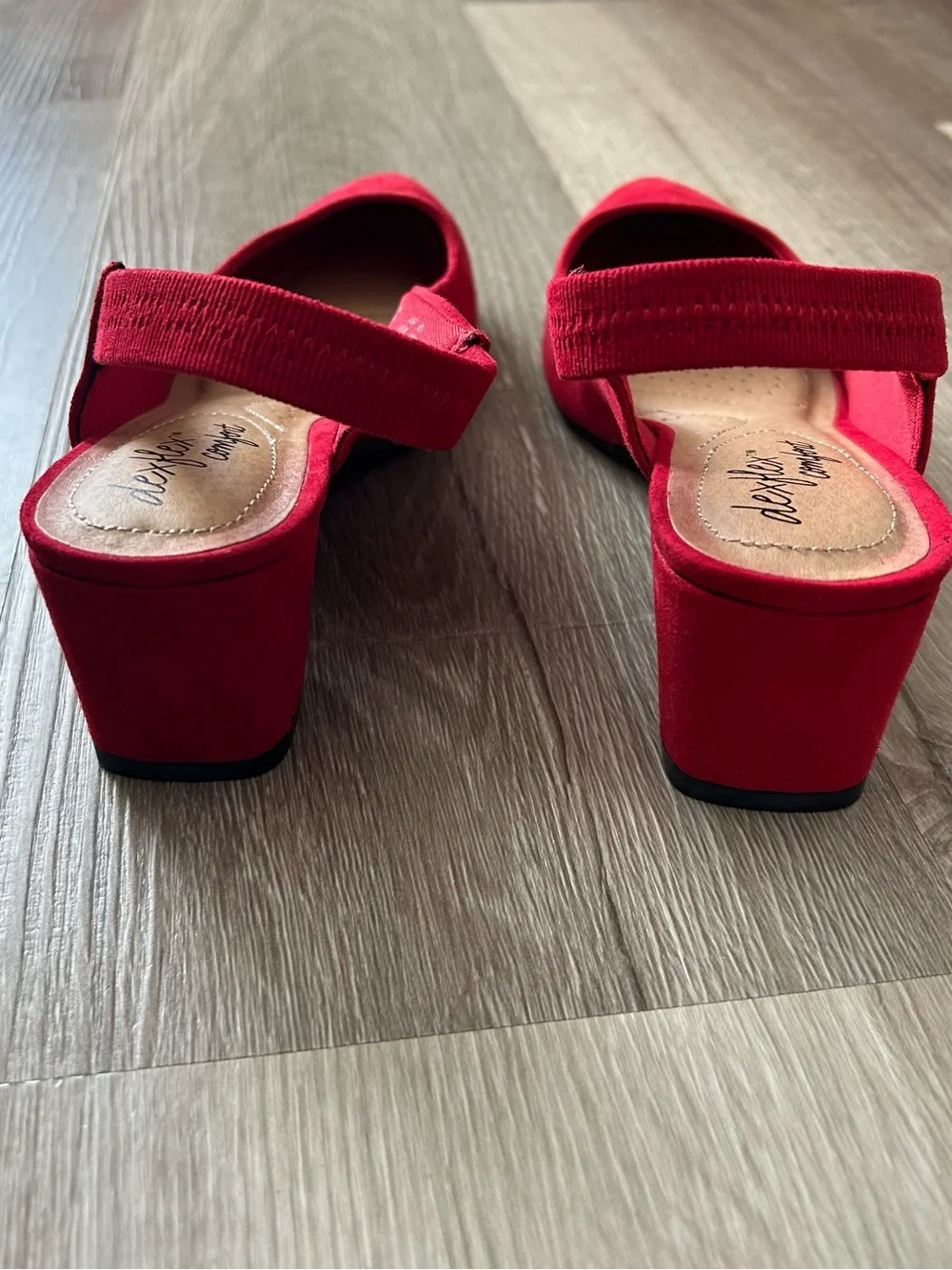 Red Slingback Block Heel Pumps